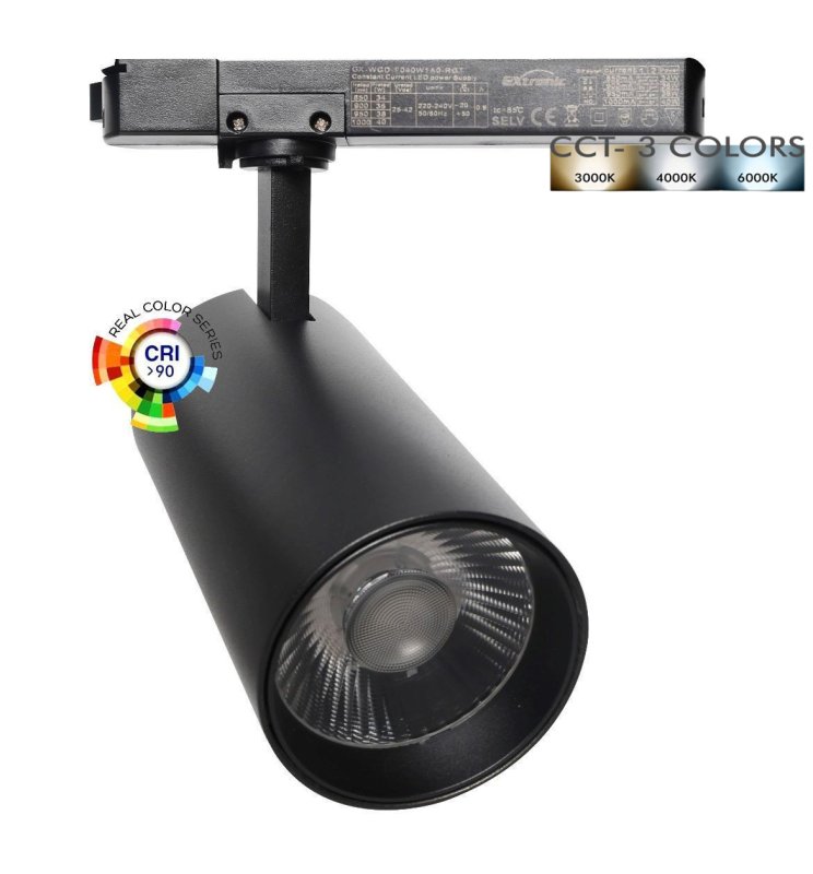 Foco LED 40W - 34W NEW MAYA Negro Carril Monofásico - Detalle 1