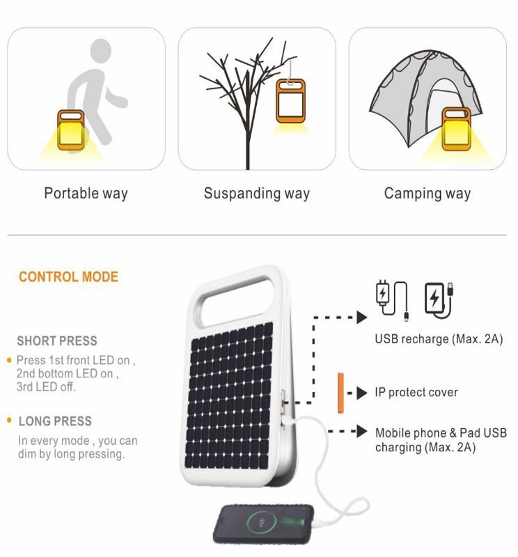 Foco Proyector Solar Portátil Led - 4W - Power Bank + - Detalle 2
