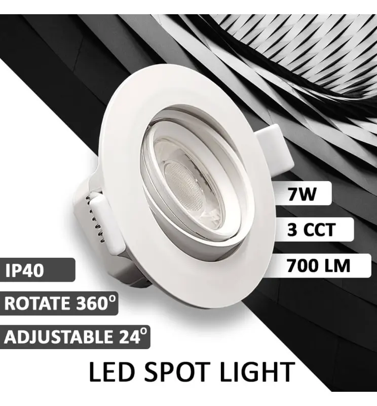 Empotrable LED 7w Circular Blanco Orientable CCT Color Seleccionable - Vista Detalle #1