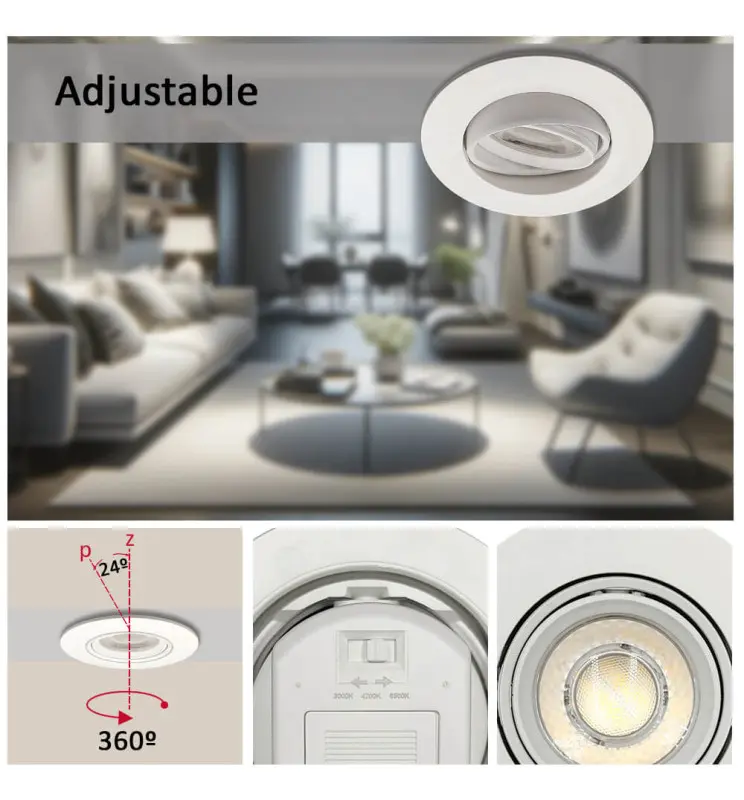 Empotrable LED 7w Circular Blanco Orientable CCT Color Seleccionable - Vista Detalle #2