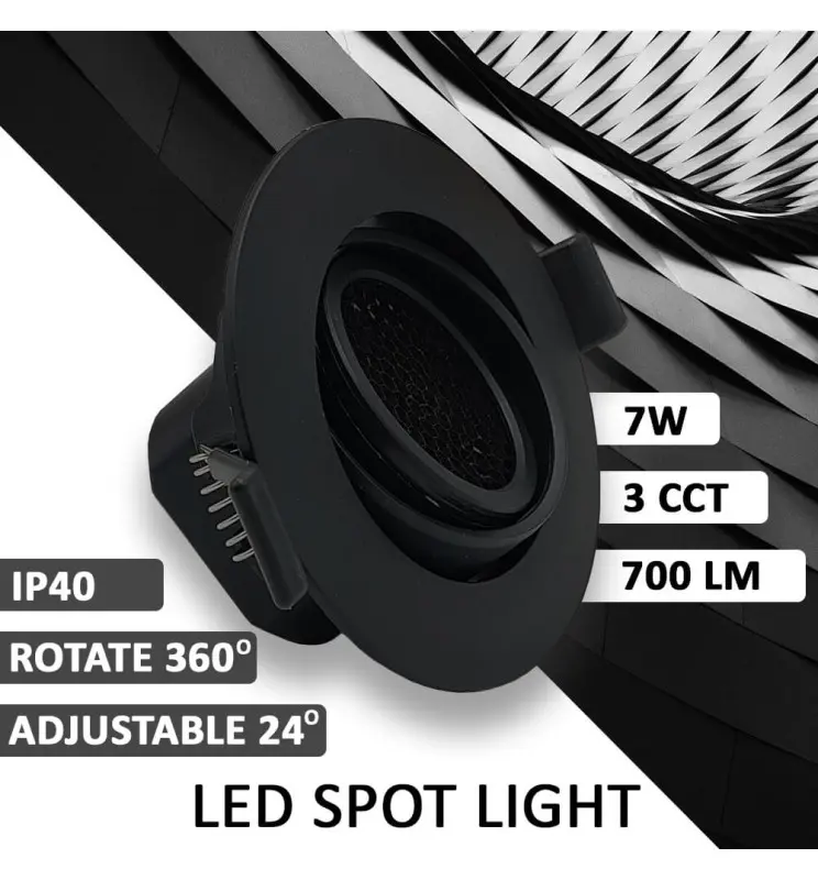 Empotrable LED 7w Circular Negro Orientable UGR19 CCT Color Seleccionable - Vista Detalle #1