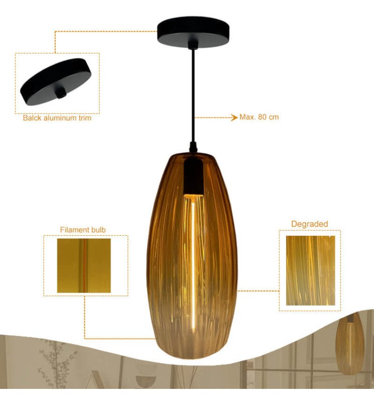 Lámpara LED Filamento Colgante - Golden Glass - 4W - Detalle 4