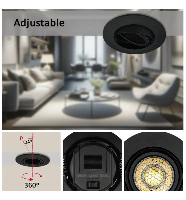 Empotrable LED 7w Circular Negro Orientable UGR19 CCT Color Seleccionable - Vista Detalle #2