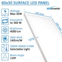 PACK2 Panel LED Superficie 60X30 36W | GXtronic Ultra - Detalle 5