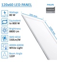 Panel LED 120x60 - 80W - SMD4014 - Philips CertaDrive - Detalle 5