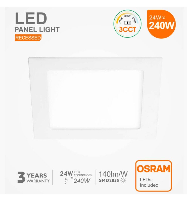 Placa Slim LED Cuadrada 24W - CCT - OSRAM CHIP DURIS E - Detalle 3