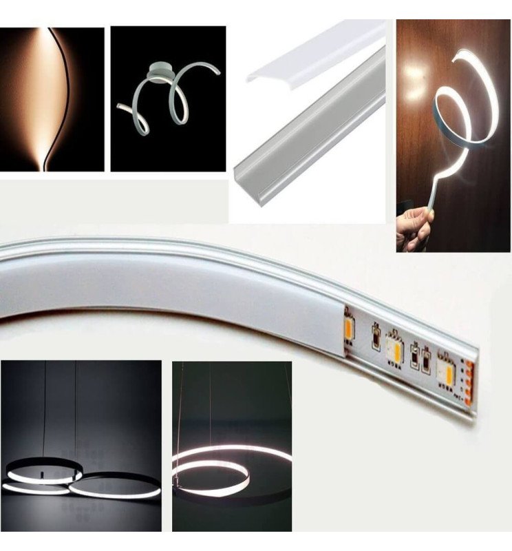 Perfil Aluminio - Flexible U LED - 2 metros - Detalle 2