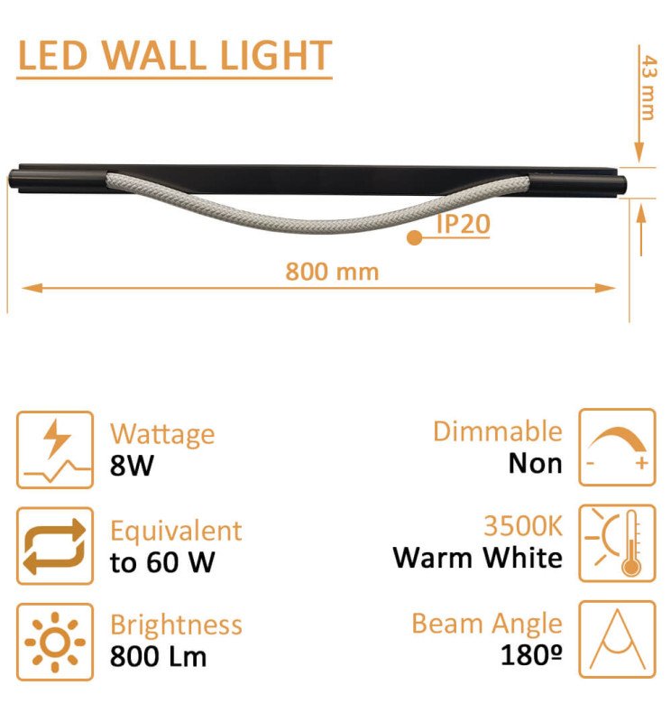 Aplique LED 8W - RIGEL - Pared interior - 3500K - Detalle 3