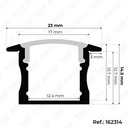 Esquema Técnico y Dimensiones - Perfil de aluminio empotrable con alas de 23x14.5mm