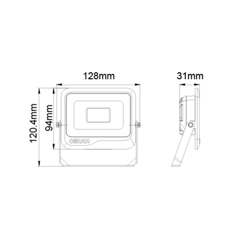 Esquema Técnico y Dimensiones - Proyector LED Negro - Kämpig
