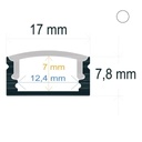 Esquema Técnico y Dimensiones - Perfil LED de aluminio superficie 2 metros 17mm*8mm PRO
