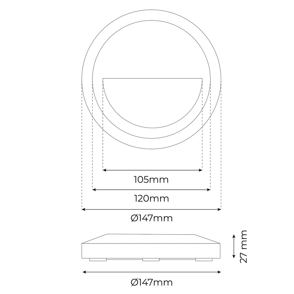 Esquema Técnico y Dimensiones - Balizas LED gris exterior 1W 4000K 50Lm