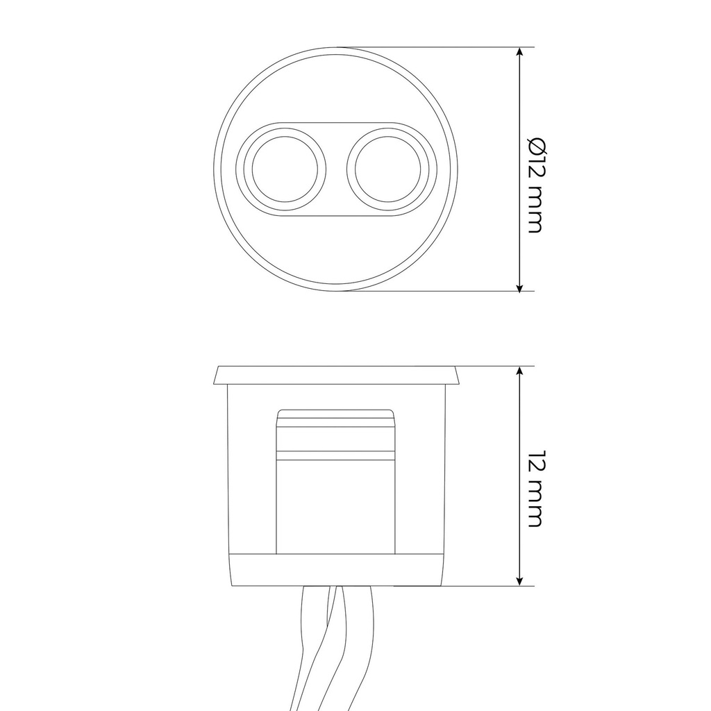 Esquema Técnico y Dimensiones - Detector empotrable de puerta especial para tiras y