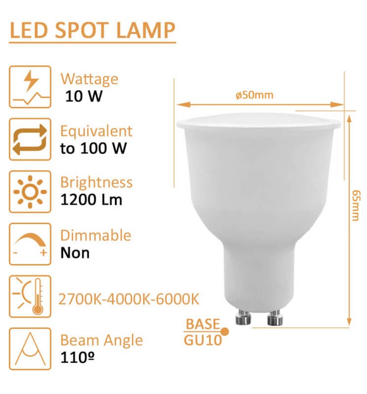 Dicroica LED 10w 110° GU10 1200lm OSRAM Chip Duris e 2835 - Vista #12