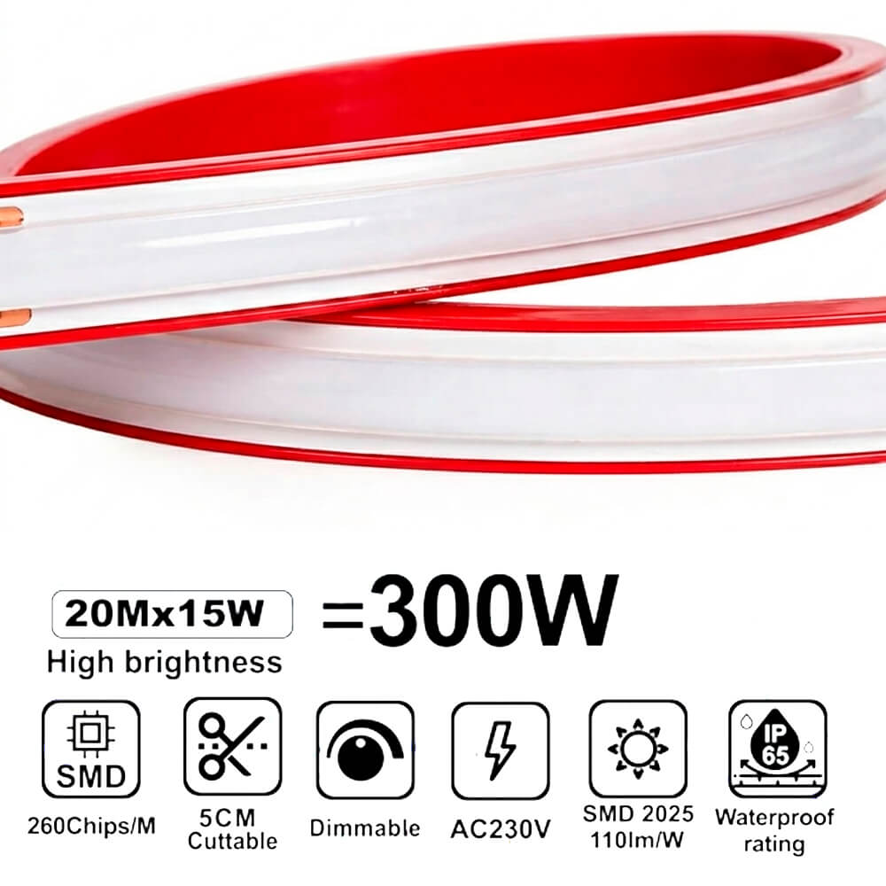 Tira LED COB 220V 20m 15W/m IP65 Luz Continua Corte - Detalle 2