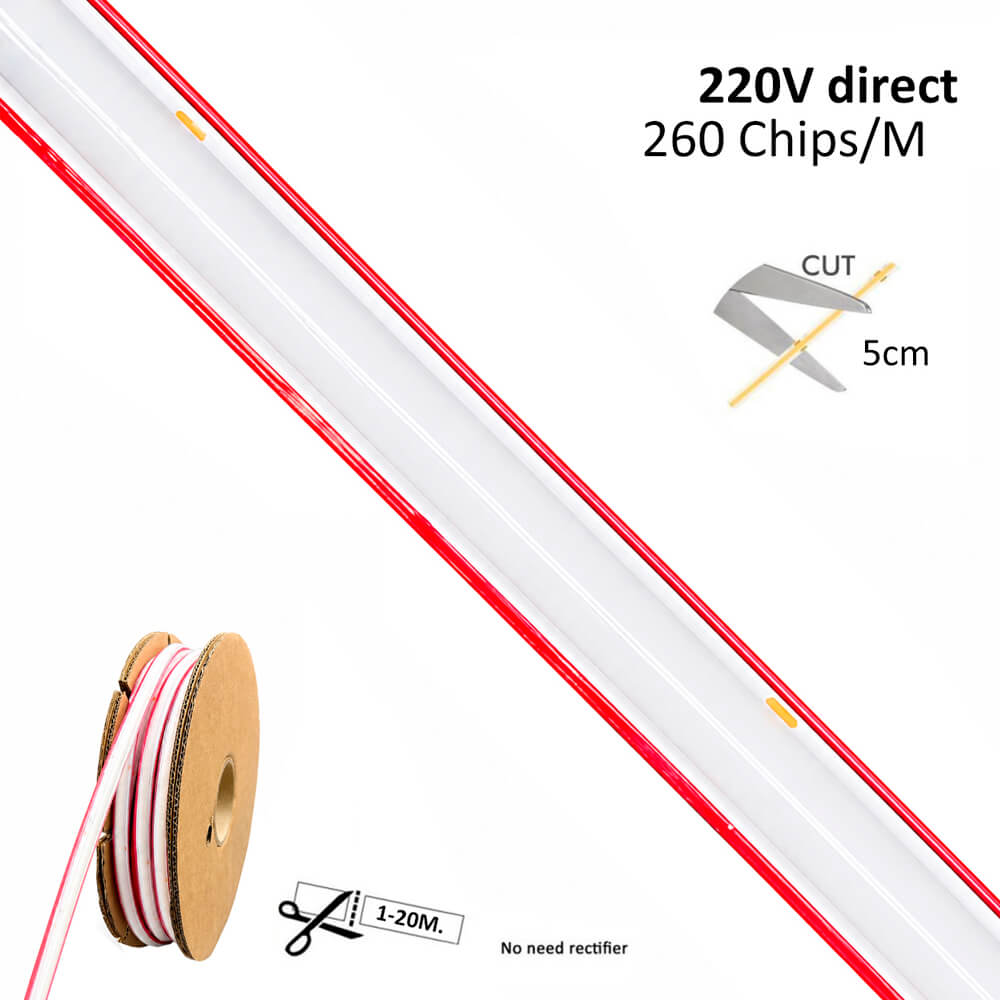 Tira LED COB 220V 20m 15W/m IP65 Luz Continua Corte - Detalle 4