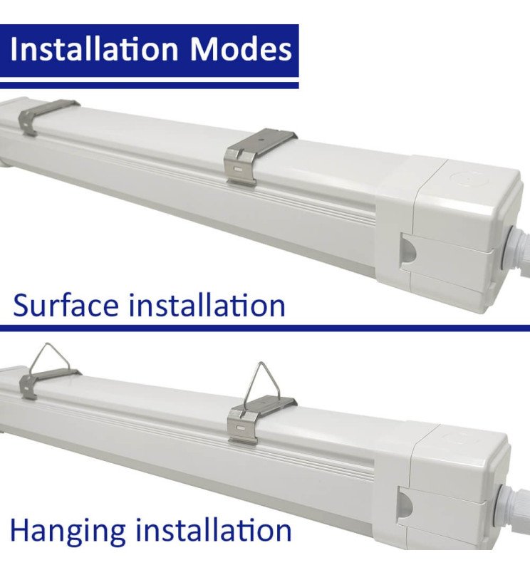 Regleta Estanca LED 40W-20W Chip SAMSUNG Luminaria - Tp40w-cct - Modos de Instalación Superfici