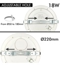 Esquema Técnico y Dimensiones - Downlight + Plafón LED Circular MOSS Blanco 18W