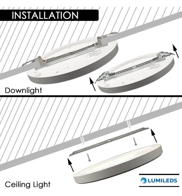 Downlight + Plafón LED Circular MOSS Blanco 18W - Lpn18w-cct - Modos de Instalación Dual Empotr