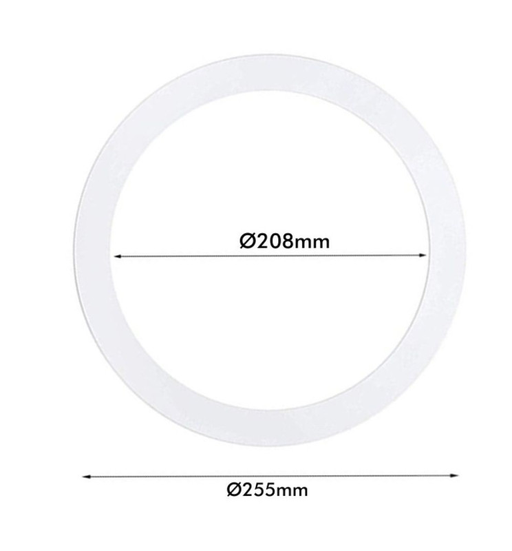 Esquema Técnico y Dimensiones - Aro Supletorio Cubre Hueco para Downlight Ø 25,5 cm