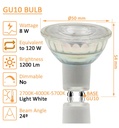 Bombilla Dicroica LED GU10 8W Cristal 24° - Dimensiones Técnicas Ø50x54mm