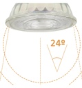 Bombilla Dicroica LED GU10 8W Cristal 24° - Detalle Óptica 24° Alta Transmitancia