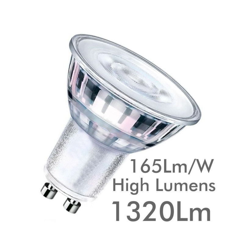 Bombilla Dicroica LED GU10 8W Cristal 24° - Haz Focalizado 24°