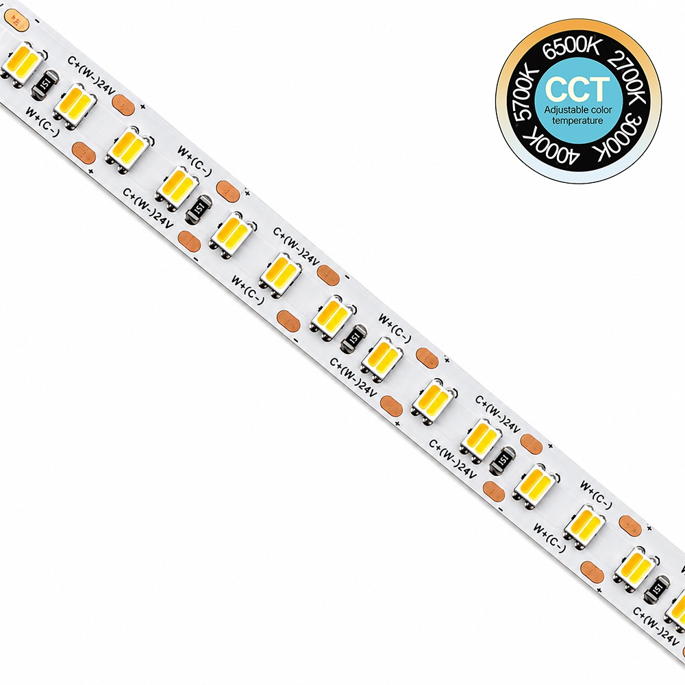 Tira LED 24V 20W/m 5CCT Seleccionable SMD2835 Free Cut | 168 LED/m | Rollo 5 Metros