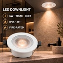Foco Empotrable LED 6W Ignífugo Regulable TRIAC 3CCT IP65 36° | Blanco