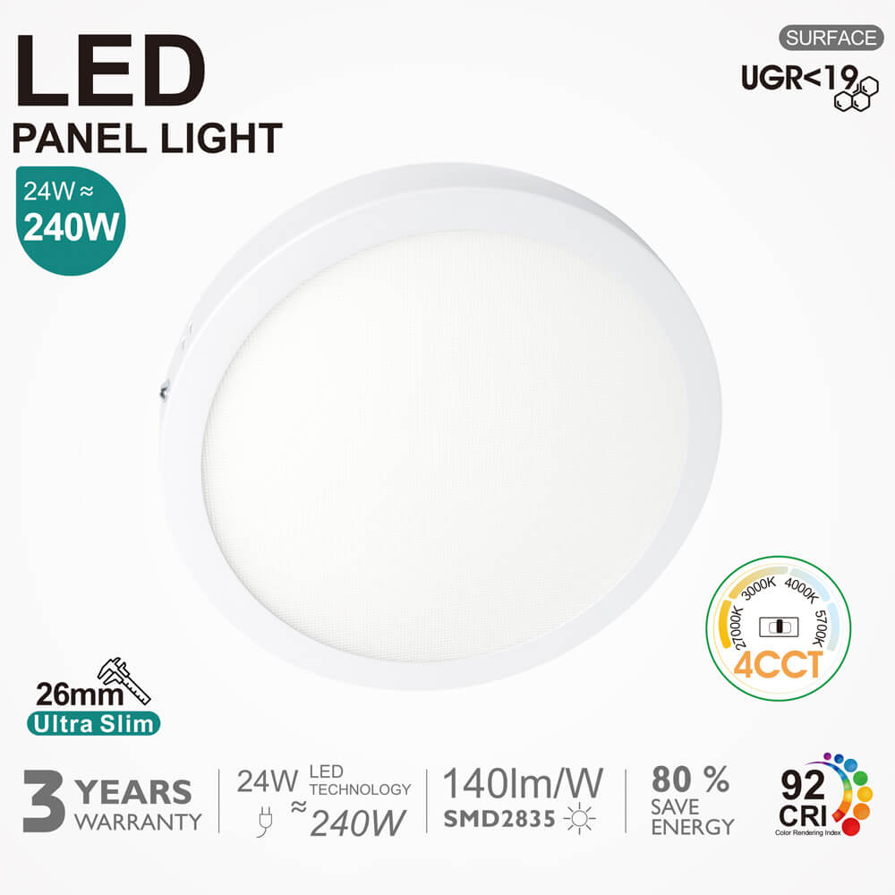 Plafón LED Superficie Circular 24W 4CCT UGR19 SMD2835 140Lm/W CRI92 - Image 6