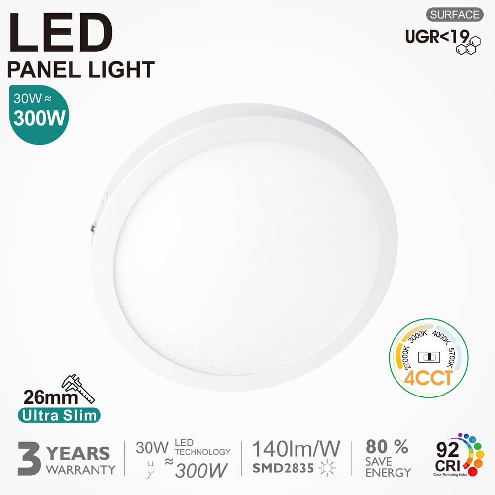 Plafón LED Superficie Circular 30W 4CCT UGR19 SMD2835 140Lm/W CRI92 - Image 4