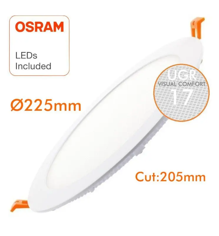 Placa Slim LED Circular 24w UGR17 OSRAM Chip Duris e 2835 - Vista Detalle #1
