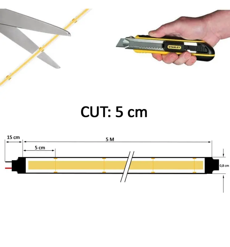 Tira LED COB 24v 320 Ledm 5m Flip Chip 1000lm 12wm Cri90 IP20 - Vista Detalle #3
