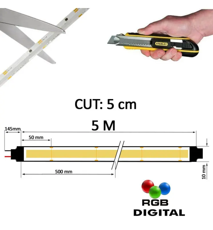 Tira LED 24v Rgbic COB Digital 5m 360ledm 9wm IP20 - Vista Detalle #1