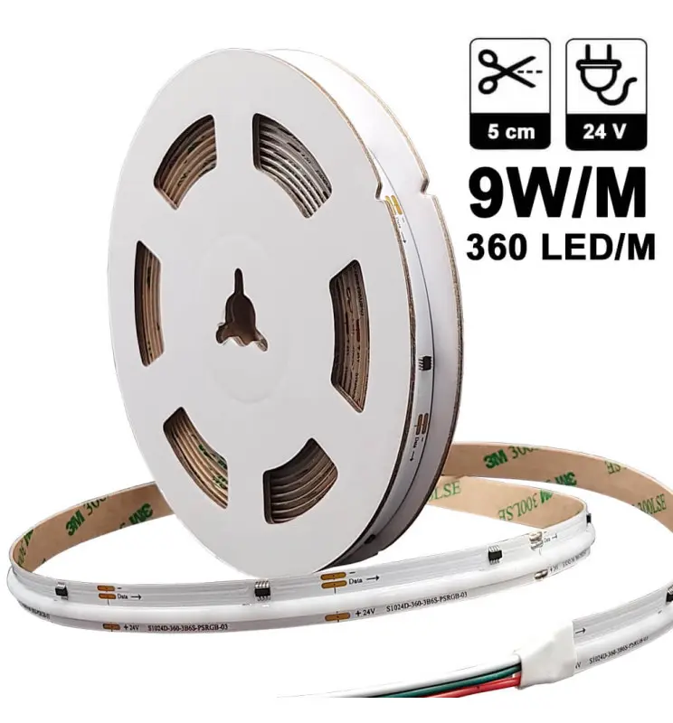Tira LED 24v Rgbic COB Digital 5m 360ledm 9wm IP20 - Vista Detalle #2