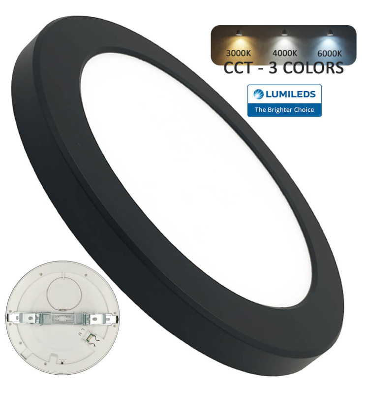 Downlight + Plafón LED Circular- MOSS negro 24W