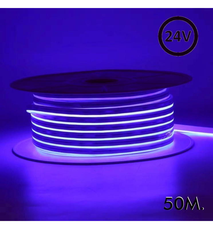 Neón LED Flexible 24V 8W/m Bobina 50m 6x12mm MORADO