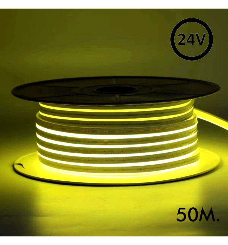 Neón LED Flexible 24V 8W/m Bobina 50m 6x12mm AMARILLO