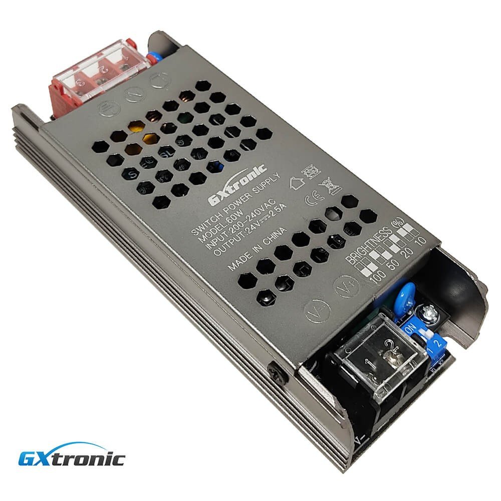 Fuente de Alimentación LED Fuente Alimentación 24V 60W 2.5A Aluminio IP20