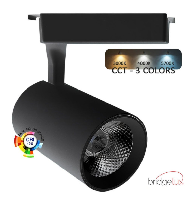 Foco LED 30W PARMA Negro Carril Monofásico CCT CRI+92 48º
