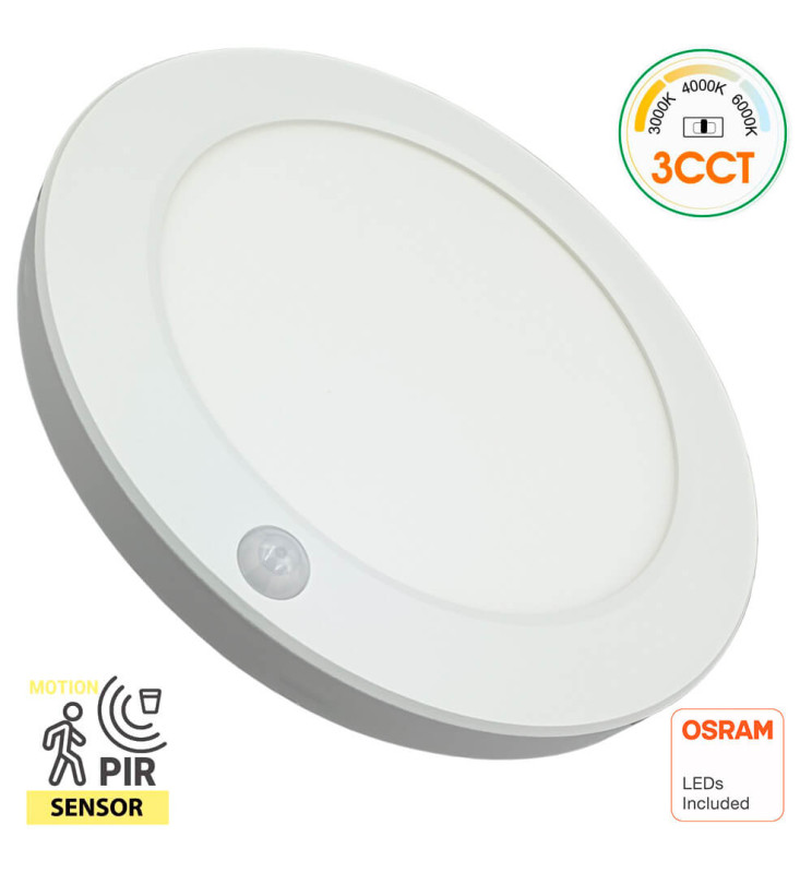 Downlight + Plafón LED Circular- MOSS BLANCO OSRAM 18W AJUSTABLE CCT Sensor PIR