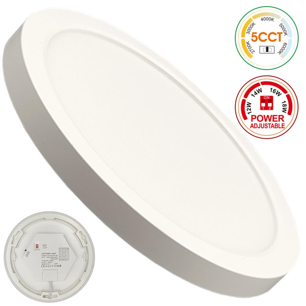 Plafón + Downlight LED Circular- BONN Blanco Potencia Ajustable