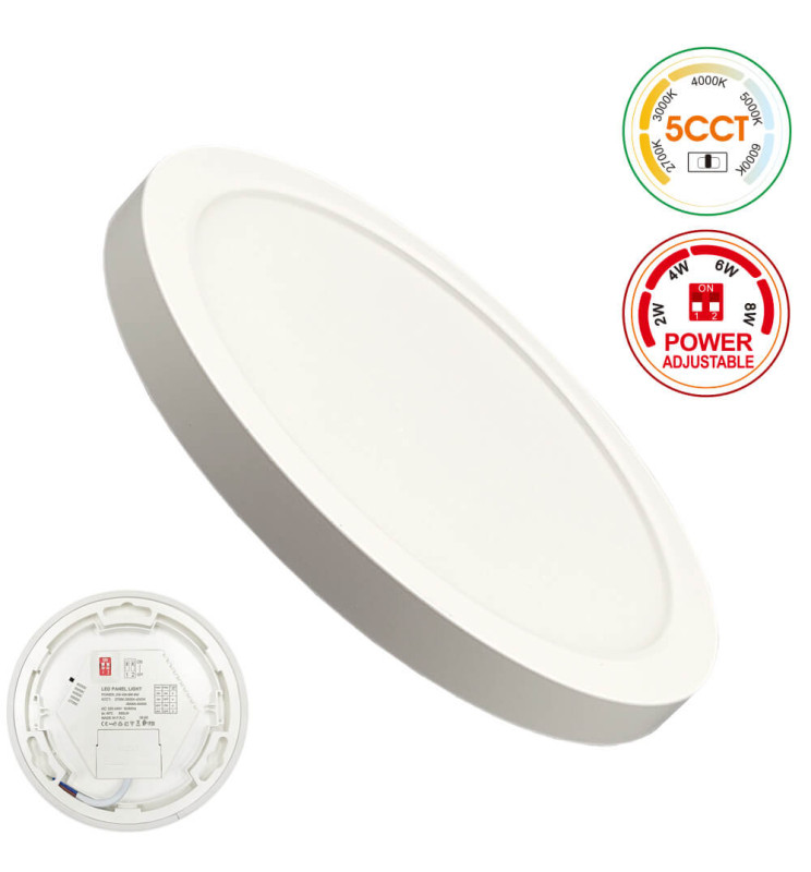 Plafón + Downlight LED Circular- BONN Blanco Potencia Ajustable 8W 6W 4W 2W 5CCT SMD2835 140lm / W IP44