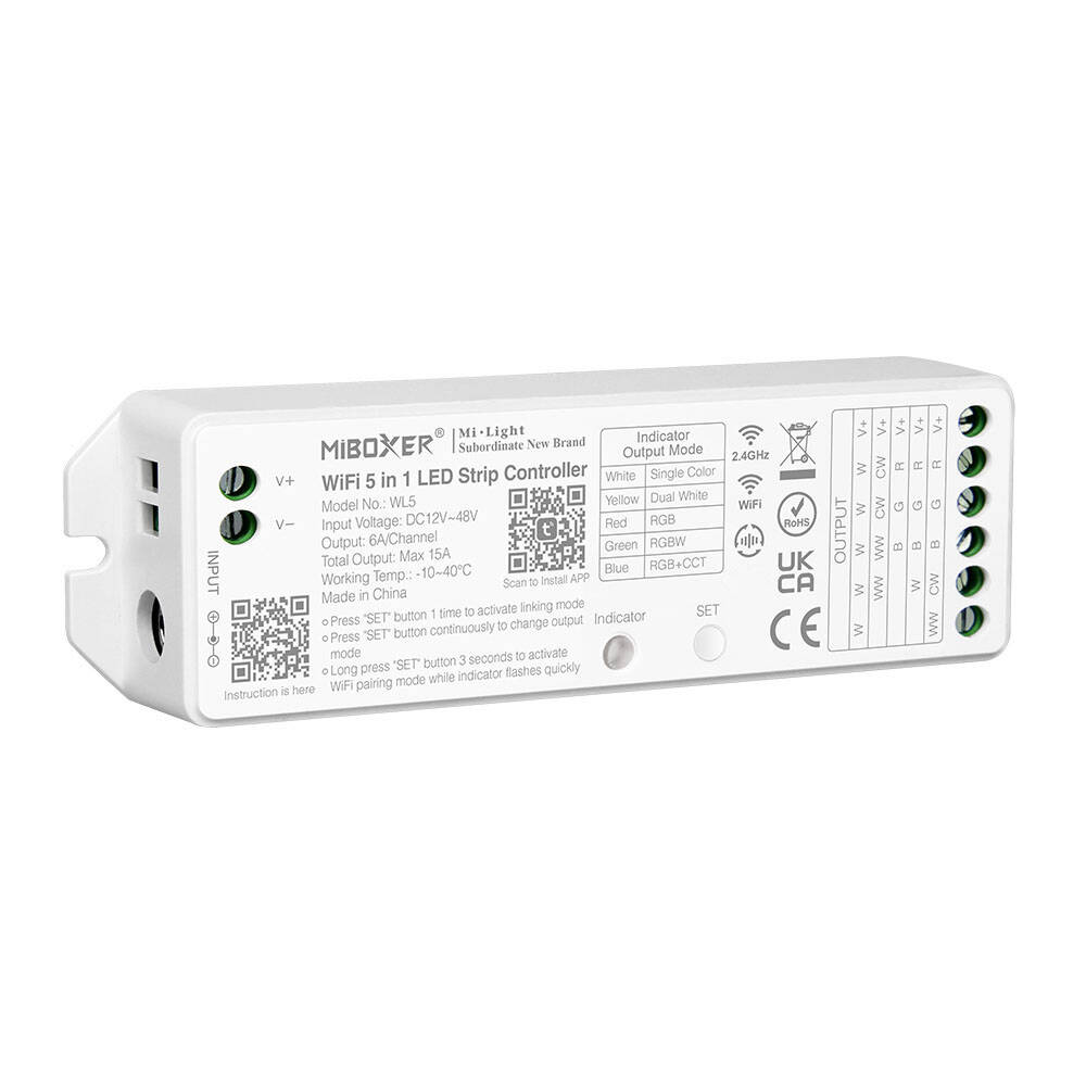 Tira LED Controlador Regulador LED WiFi 5 en 1 / CCT / RGB / RGBW / RGBWW 12/48V DC