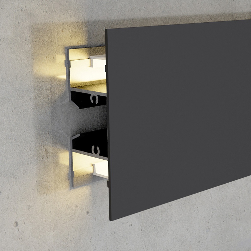 Tira LED Perfil de Aluminio Lacado Negro 2metros