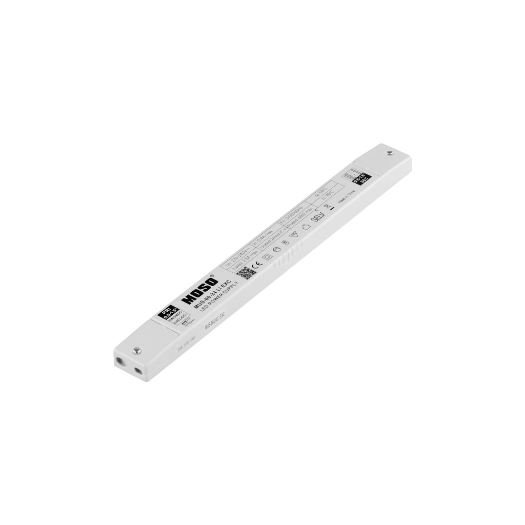 Fuente de Alimentación LED MOSO 60W 24V IP20 - Serie MUS (MUS-60-24 LI EXC)