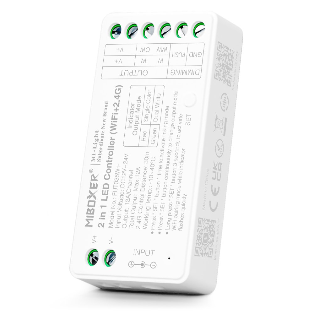 Tira LED Controladora LED DUAL WHITE -WiFi- RF 2, 4GHz 12-24V PUSH