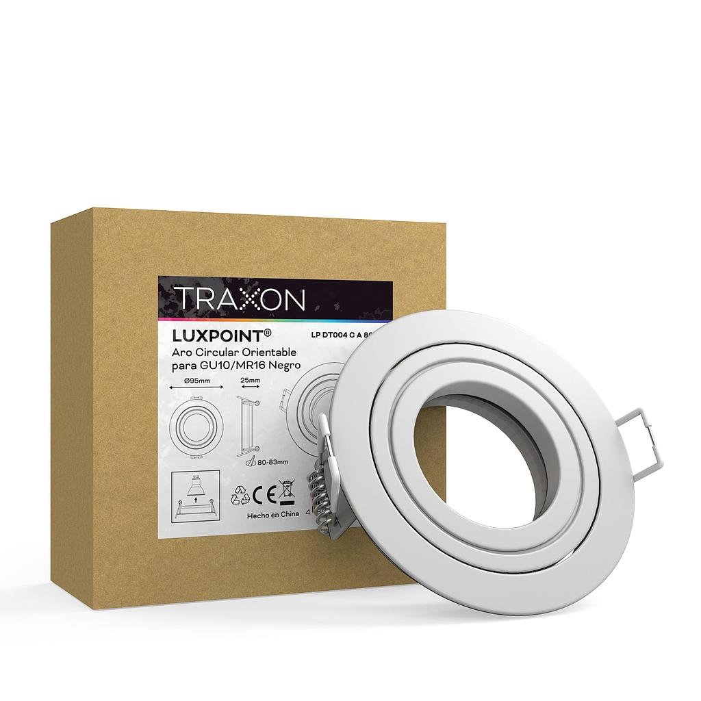 Aro circular orientable DT004 para Bombilla LED GU10 aluminio corte 80 blanco