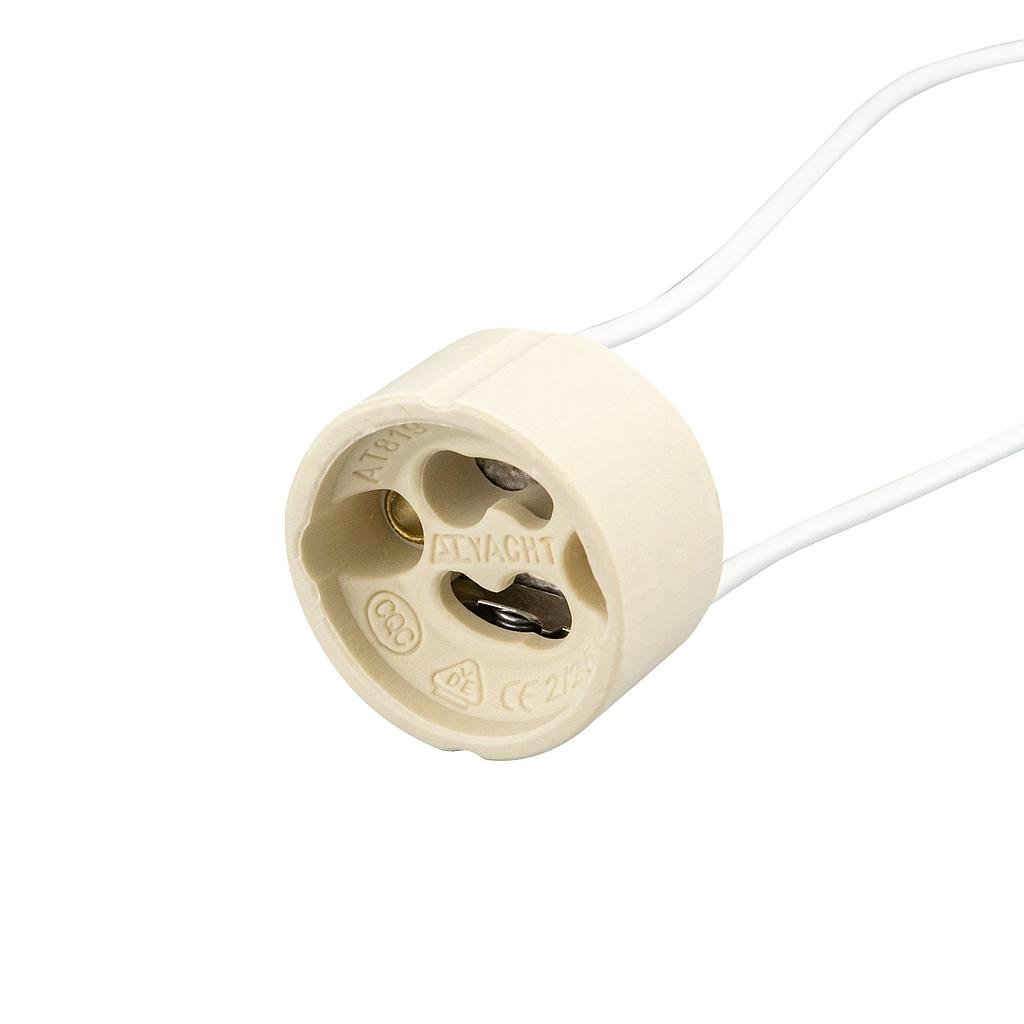 Portalmparas cermico para Bombilla LED GU10 cable 15cm. max 50W
