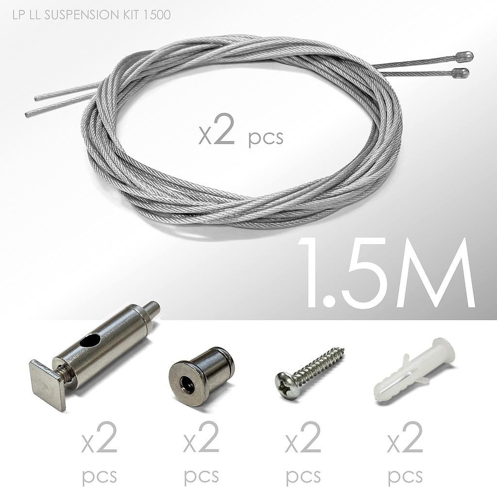 Kit de Suspensión por Cable de Acero 1.5m para Paneles y Luminarias